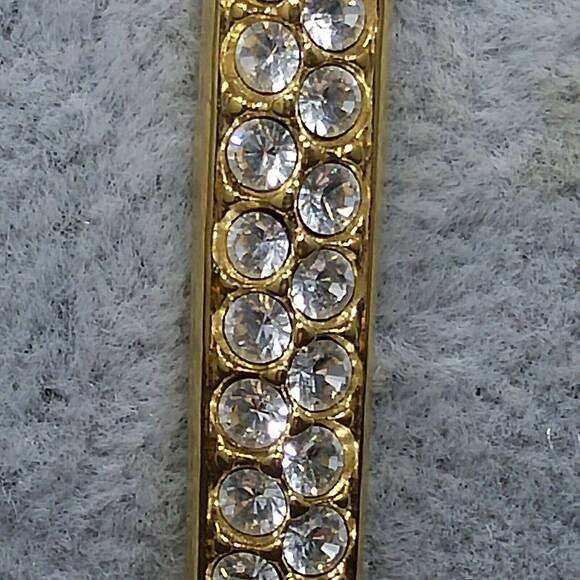 Vintage Swarovski Crystal Rhinestone Hinged Bangle Bracelet, Gold Plated, 1990s - Picture 7 of 10